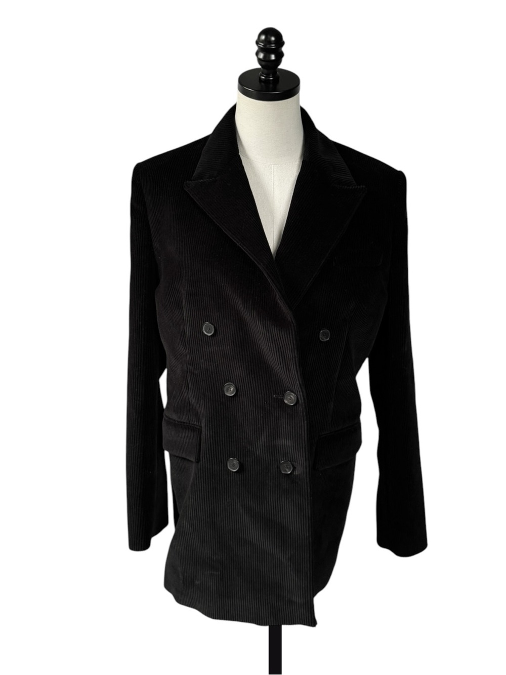 The Kooples Black Italian Corduroy Double-Breasted Blazer NWT EU 38, US 6 - Picture 2 of 12